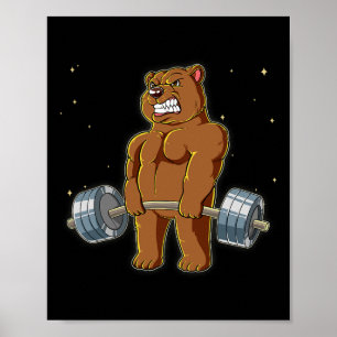 Póster Peso muerto de entrenamiento con pesas en Bear Gym