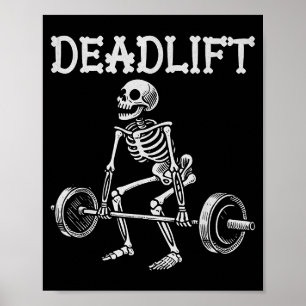 Póster Peso muerto Funny Halloween esqueleto levantamient