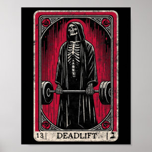 Póster Peso muerto vintage esqueleto bromas de gimnasio d