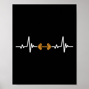 Póster Pesos Barbell Heartbeat Levantamiento de la constr