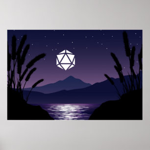 Póster Pestaña de reflexión sobre la playa de la luna D20