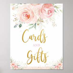 Póster Pestaña de tarjetas y regalos de flores rosadas Ru