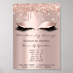 Póster Pestañas Maquillaje Horas de Apertura Salón Rose D
