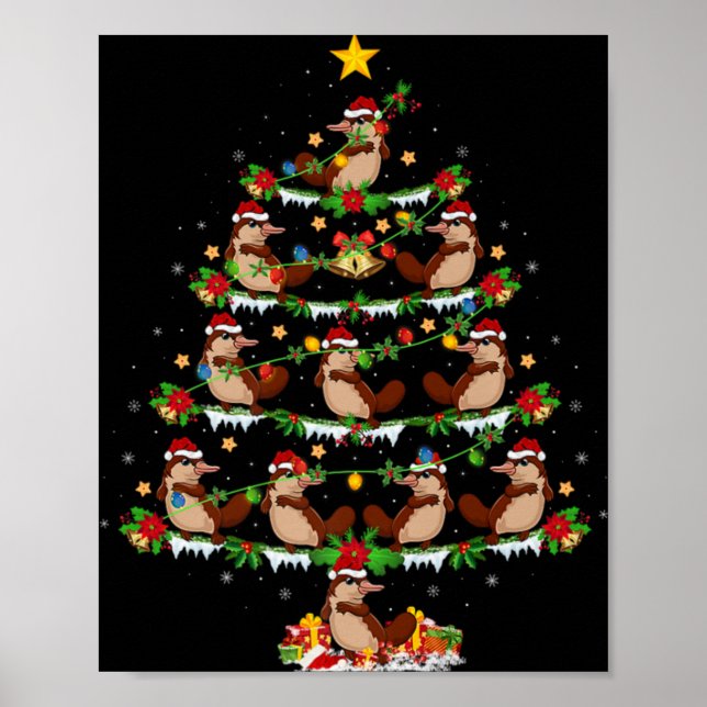 Póster Pet Animal Xmas Lights Santa Platypus Christmas Tr (Frente)