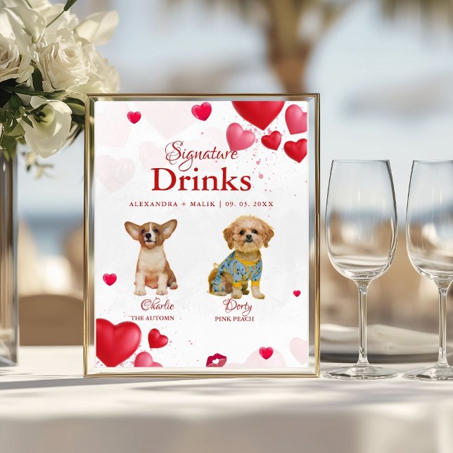 Póster Pet Dog Valentine Signature Drink wedding sign (Subido por el creador)