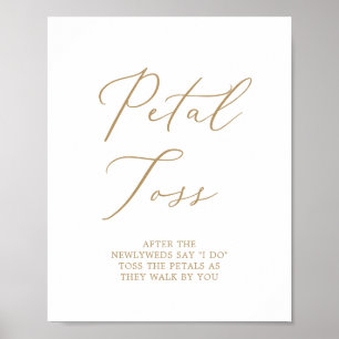 Póster Petal Toss, Boda de caligrafía de oro de lujo