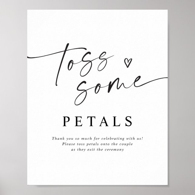 Póster Petal Toss Modern Handwritten Wedding Sign (Frente)