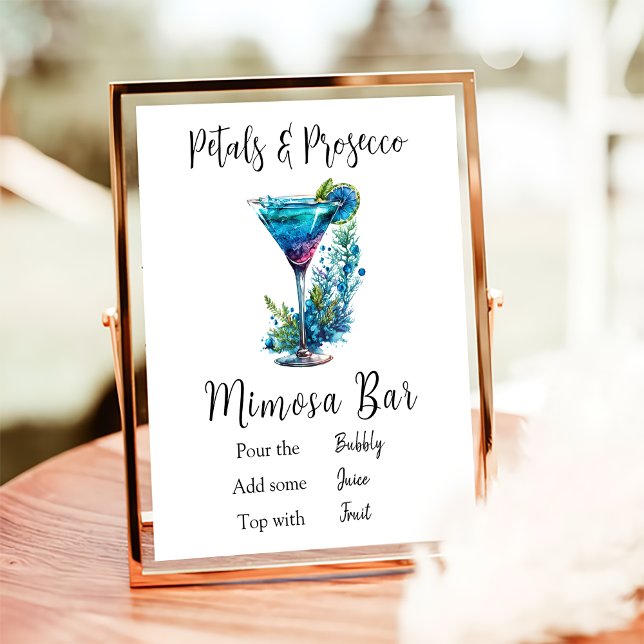 Póster Petales y Prosecco Bridal Shower Blue Flower Bar (Subido por el creador)