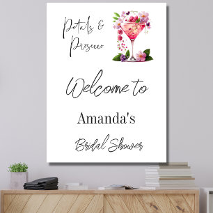 Póster Petales y Prosecco Floral Bridal Shower Date Juego