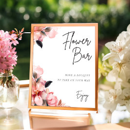 Póster Petales y Prosecco Rótulo de bar de flores Ducha d