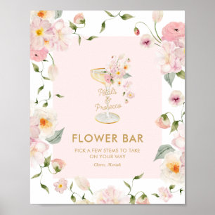 Póster Petales y Rótulo Prosecco Bridal Shower Flower Bar