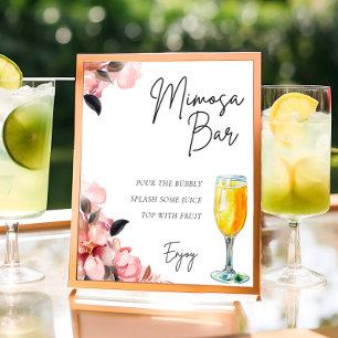 Póster Petales y Rótulo Prosecco Mimosa Bar Ducha de novi