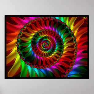 Póster Pétalos arcoiris en espiral