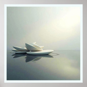 Póster Pétalos flotantes de diseño de piedra