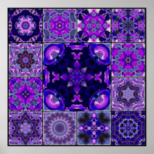Póster Pétalos púrpuras y azules de la flor del iris,