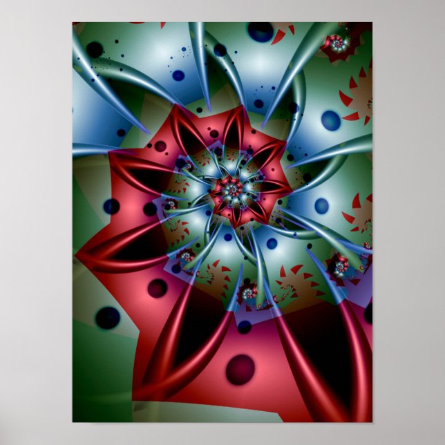 Póster Pétalos rojos y azules (Frente)
