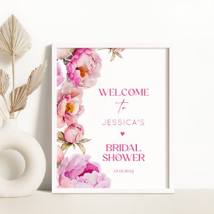 Póster Pétalos rosa brillante y bienvenida de novias pros