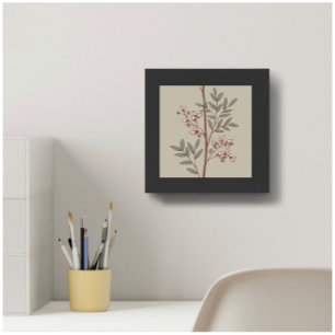 Póster Pétalos soñadores en ramas L rosa verde beige