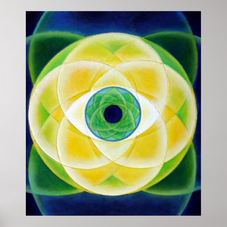 Póster Pétalos verdes de color azul ocular