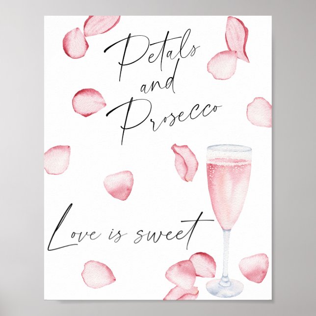 Póster Pétalos y Prosecco - el amor es dulce, toma un reg (Frente)