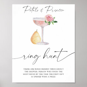 Póster Pétalos y Prosecco - juego de búsqueda del anillo
