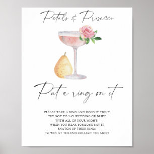 Póster Pétalos y Prosecco - juego de ponerle un anillo
