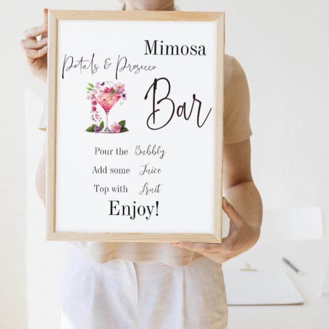 Póster Pétalos y Prosecco Rosa Bridal Shower Mimosa Bar (Subido por el creador)
