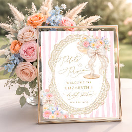 Póster Petals and Prosecco Bow Bridal Shower Welcome