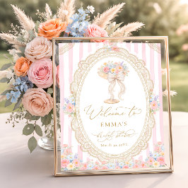 Póster Petals and Prosecco Bridal Shower Welcome