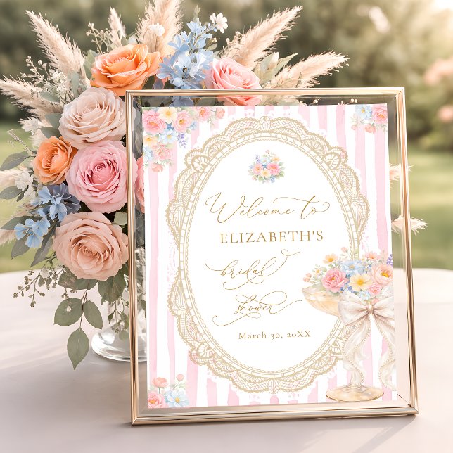 Póster Petals and Prosecco Pink Bridal Shower Welcome (Subido por el creador)