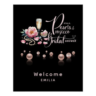 Póster Petals Pearls Prosecco favorece a la ducha de novi