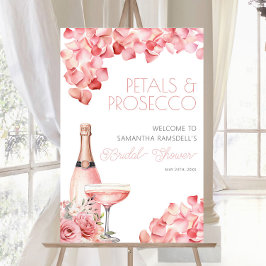 Póster Petals & Prosecco Rosa Floral Bridal Shower 24x36