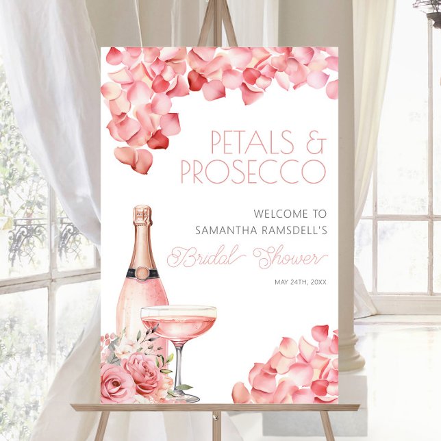 Póster Petals & Prosecco Rosa Floral Bridal Shower 24x36 (Petals & Prosecco Rose Floral Bridal Shower 24x36 Poster)
