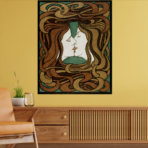 Póster Peter Behrens Kiss Love Resumen Art Nouveau