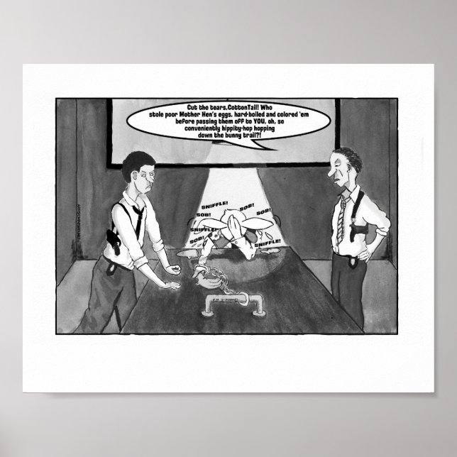 Póster Peter Cotton Tail In Hand-Cuffs, escala gris 8"x10 (Frente)