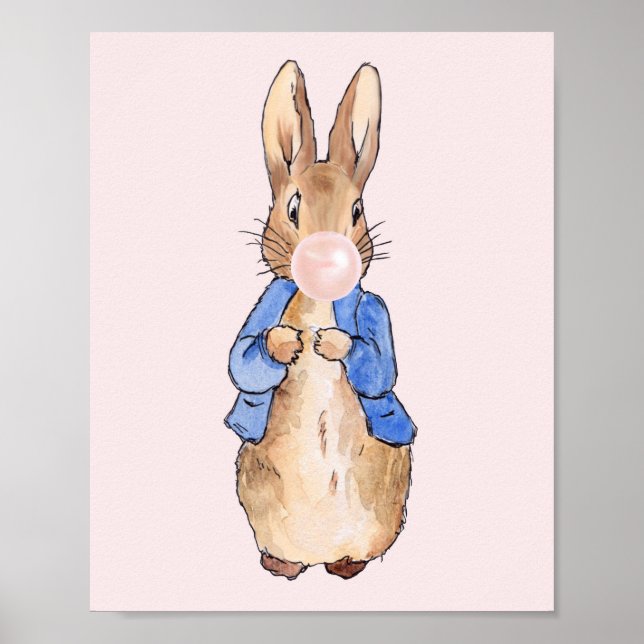 Póster Peter, el conejo que sopla un chicle rosado (Frente)