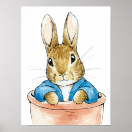 Póster Peter el conejo sentado en una maceta