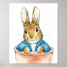 Póster Peter el conejo sentado en una maceta      