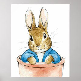 Póster Peter el conejo sentado en una maceta