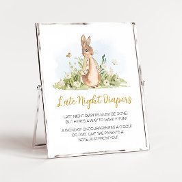 Póster Peter Rabbit Baby Shower Late Night Diapers
