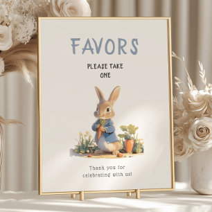 Póster Peter Rabbit Blue Baby Shower favorece al Rótulo
