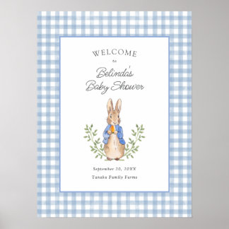 Póster Peter Rabbit Blue Gingham Baby Shower Welcome