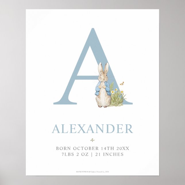Póster Peter Rabbit | Carta A personalizada (Frente)