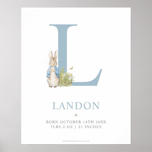 Póster Peter Rabbit | Carta personalizada L (Frente)