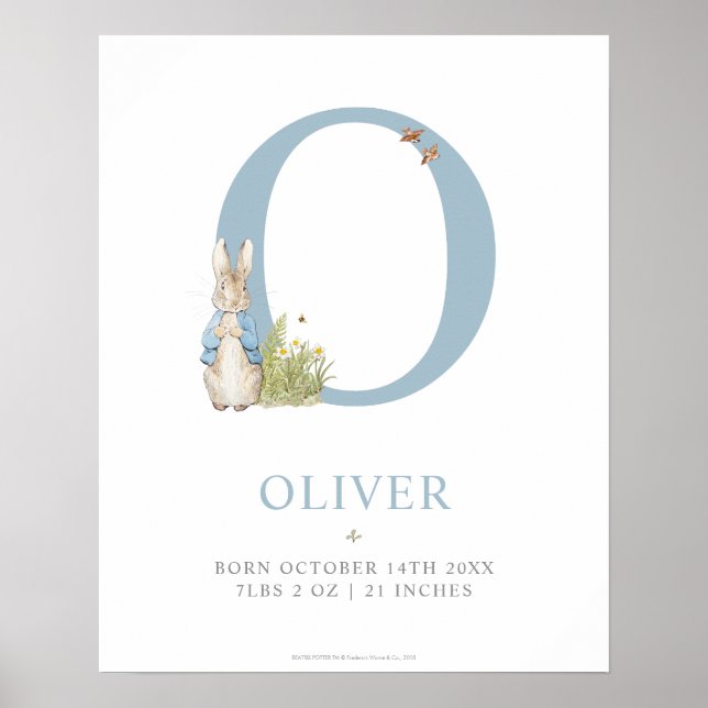 Póster Peter Rabbit | Carta personalizada O (Frente)
