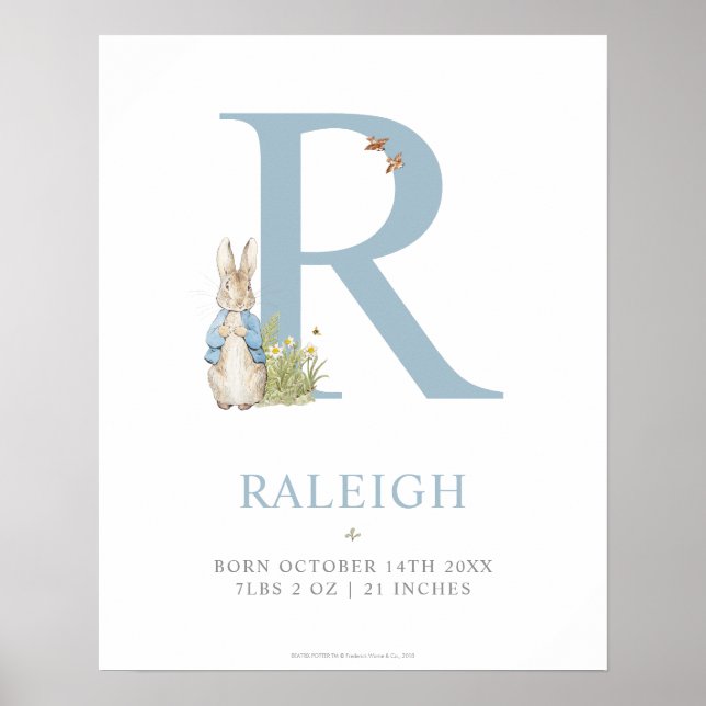 Póster Peter Rabbit | Carta personalizada R (Frente)
