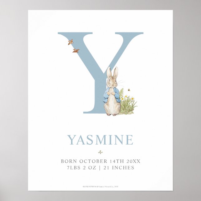 Póster Peter Rabbit | Carta personalizada Y (Frente)