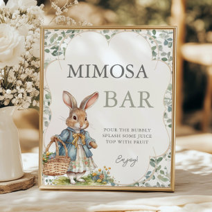 Póster Peter Rabbit Chica Baby Shower Mimosa Bar