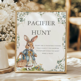 Póster Peter Rabbit Chica Baby Shower Pacifier Hunt