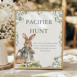 Póster Peter Rabbit Chica Baby Shower Pacifier Hunt